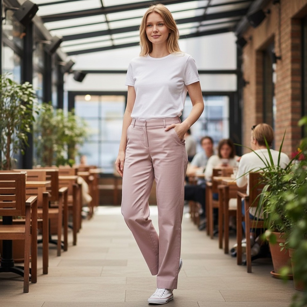 Piazza Sempione Amelie Pink Cotton Blend Straight Leg Pants IT 44 US 8 NWT